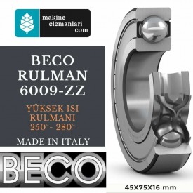 6009 BHTS-ZZ BECO Rulman 45x75x16 Çelik Kapak 45*75*16 mm 250° -  280° YÜKSEK ISI RULMANI